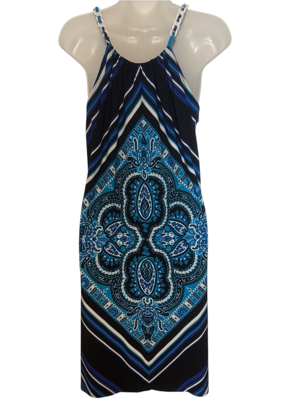 Summer Blue/Black Printed Sundress SIZE: 12 # - Picture 4 of 6
